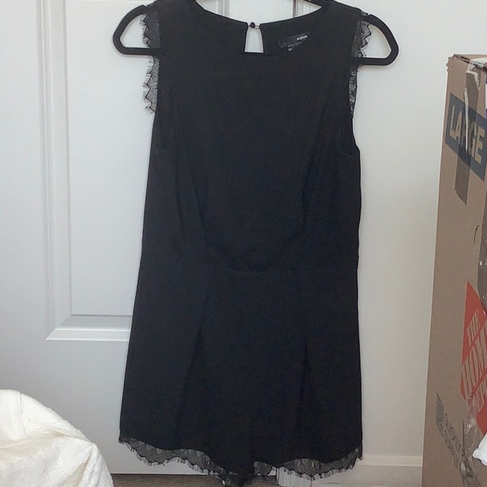Aqua Black Lace Romper